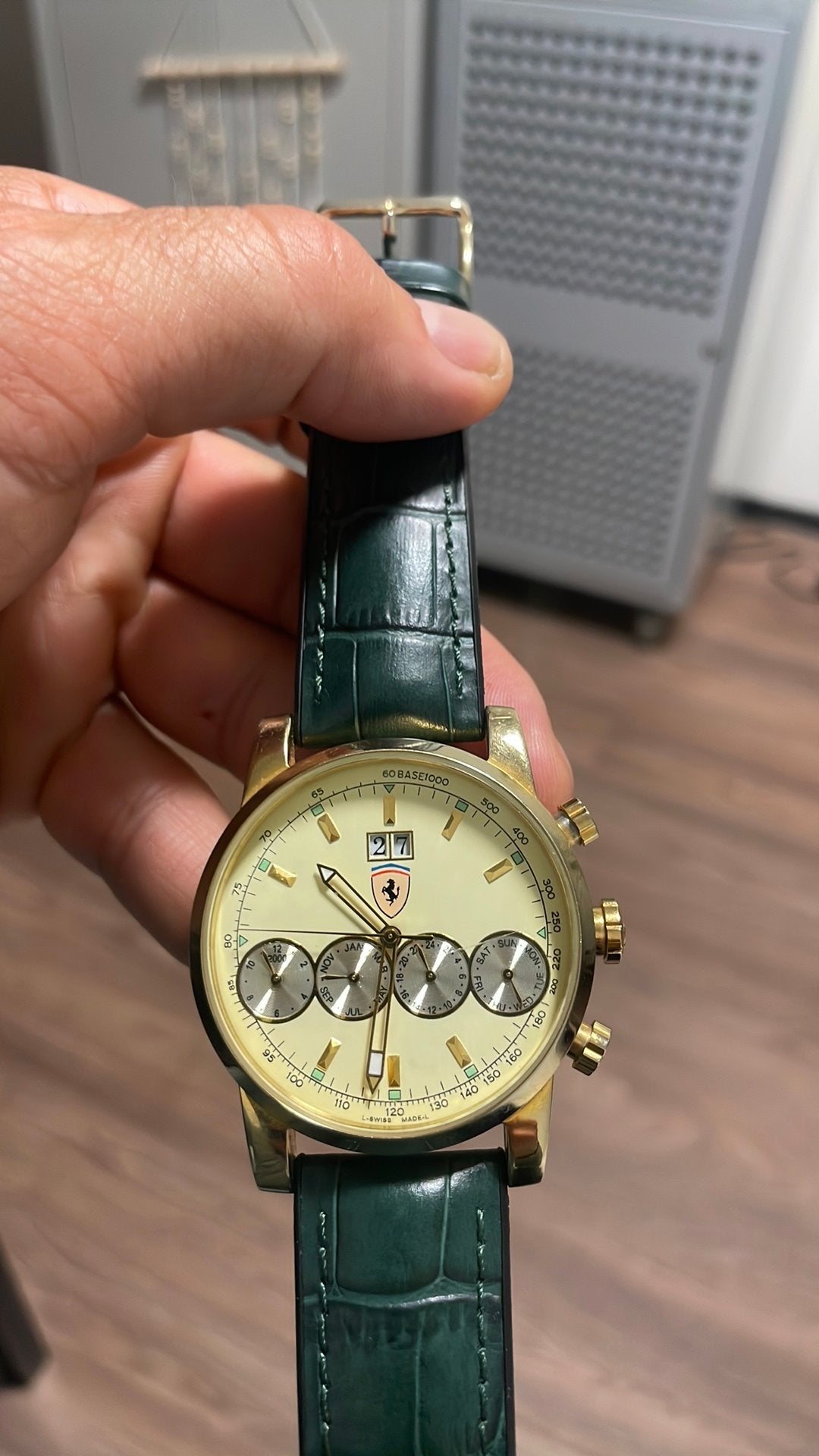 Ferrari horloge, bijzondere ! Model: Ferrari 4 chrono ,31041, Ophalen of Verzenden, Zo goed als nieuw, Staal, Overige merken