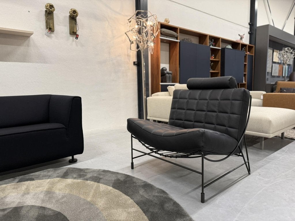 Nieuw Leolux Volare Fauteuil zwart leer Design stoel