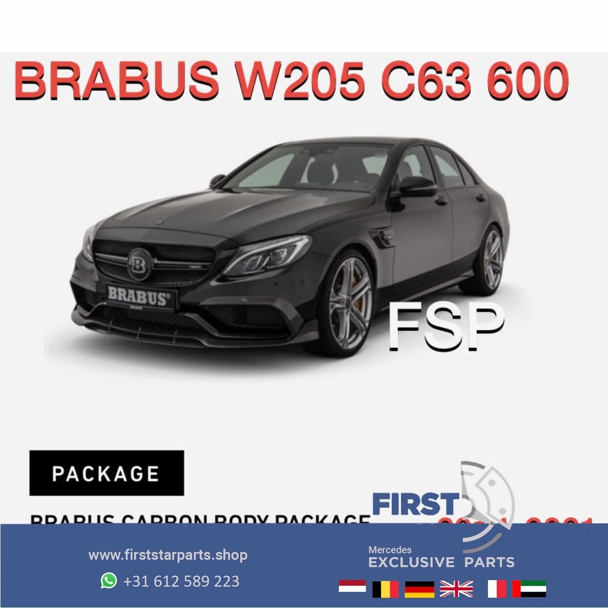 W205 C63 BRABUS 600 COMPLETE OMBOUW Mercedes C Klasse 63 AMG, Gebruikt, -, Ophalen of Verzenden, Bumper