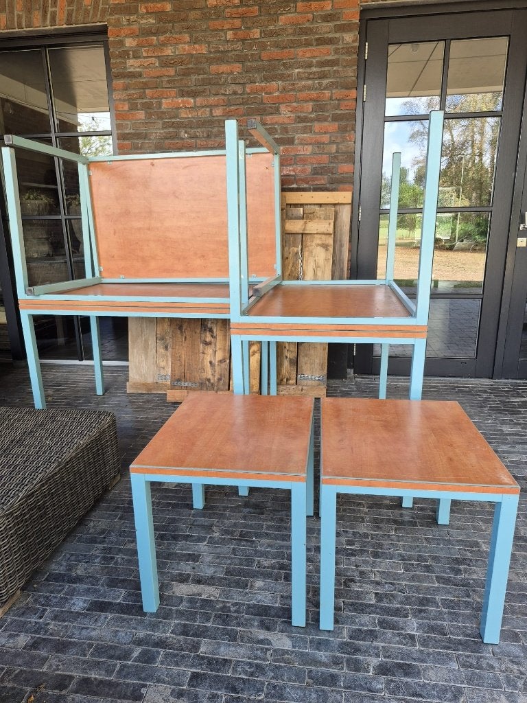 Partij van 7 tafels – metalen frame – werktafels/markttafels, Huis en Inrichting, Tafels | Eettafels, Ophalen, Gebruikt, 100 tot 150 cm