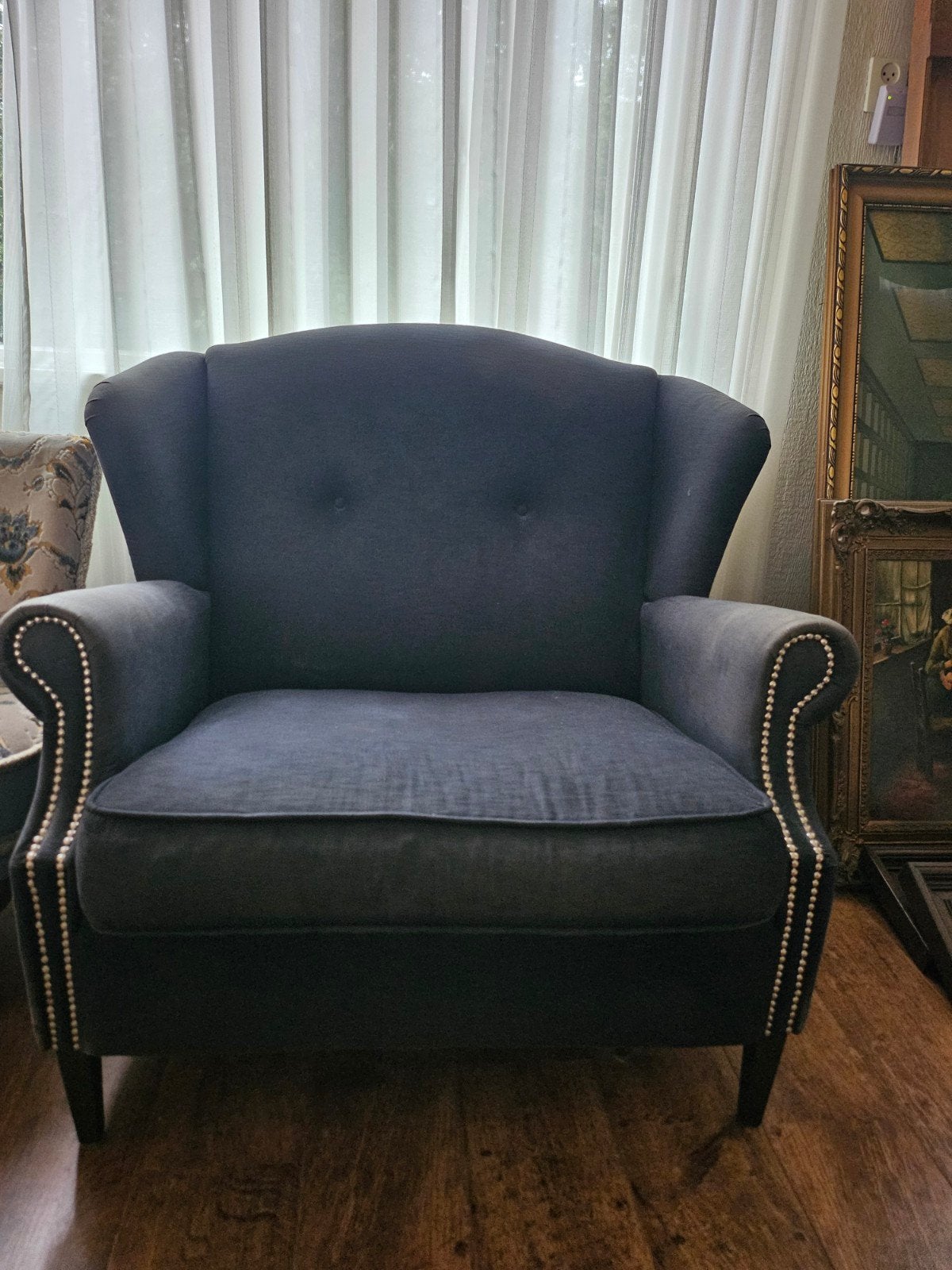 zwarte loveseat, Huis en Inrichting, Fauteuils, Ophalen, Gebruikt, 75 tot 100 cm