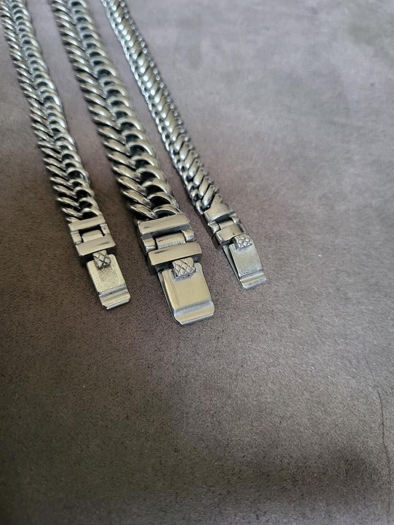 Set van 3 x stalen armband, Ophalen of Verzenden, Zo goed als nieuw, Zilver, Staal