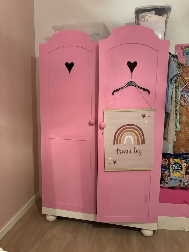 Roze meisjes opknap kast, Ophalen, Gebruikt, 100 tot 150 cm, 150 tot 200 cm