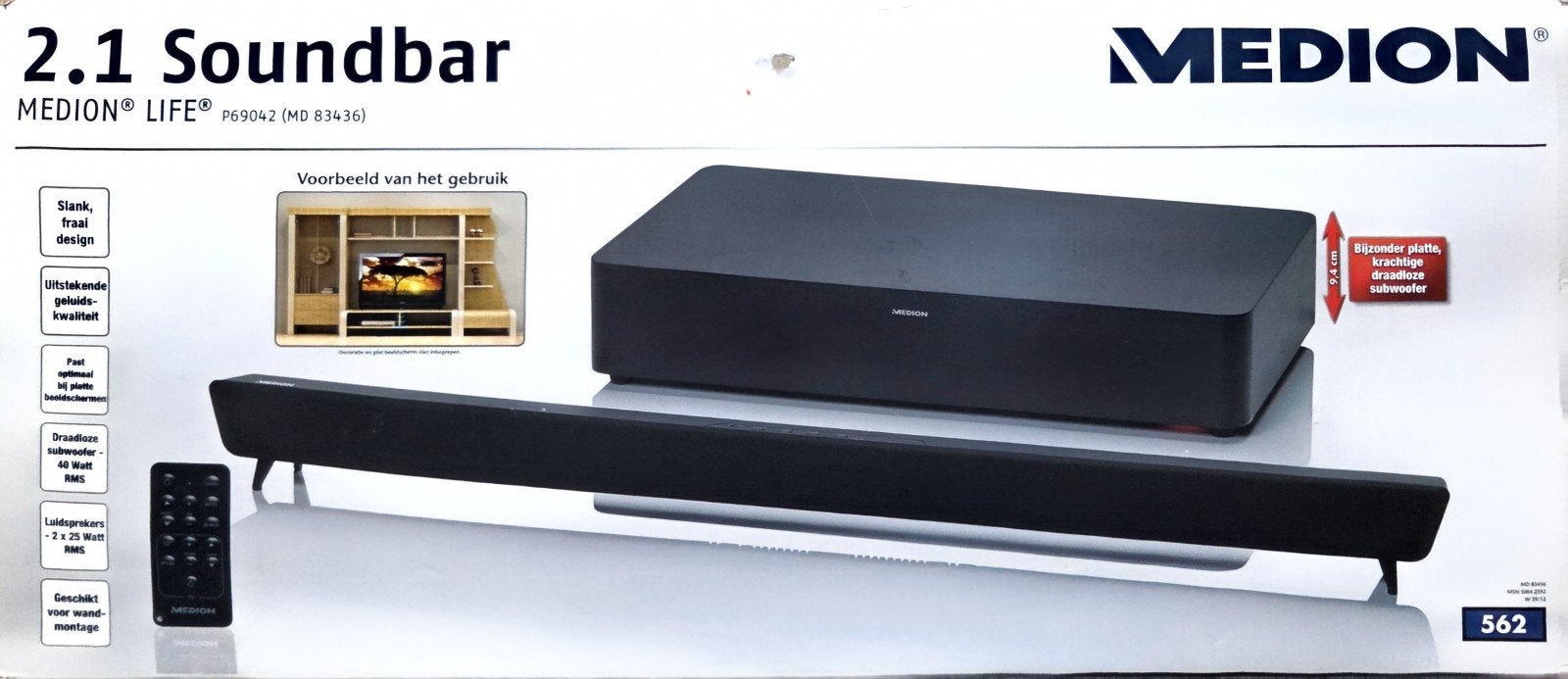 Medion Life P69042 (MD 83436) 2.1 Soundbar met subwoofer NEW, Ophalen, Met externe subwoofer, Nieuw