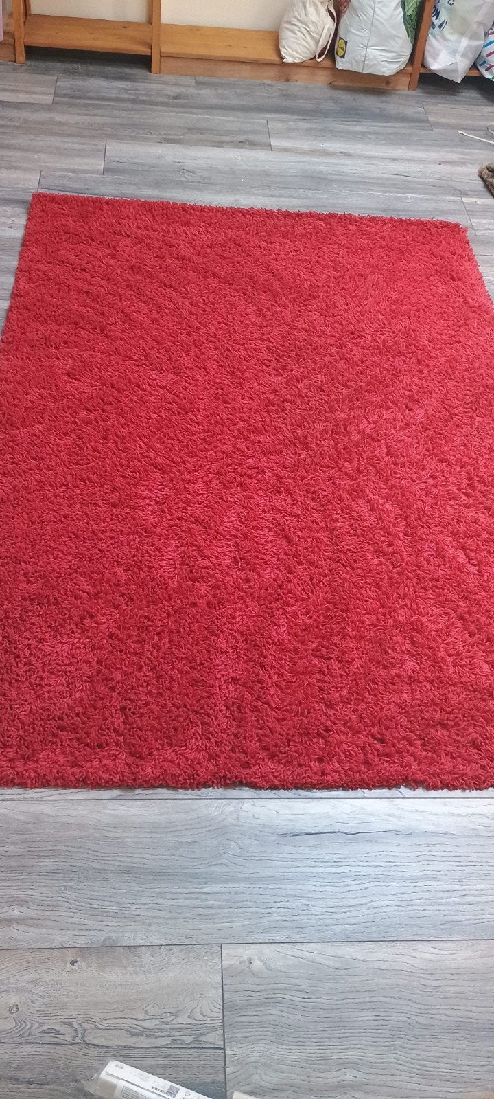 vloerkleed Ikea Hampen 133 x 195 tomatenrood hoogpolig, Ophalen, Gebruikt, 100 tot 150 cm, 150 tot 200 cm