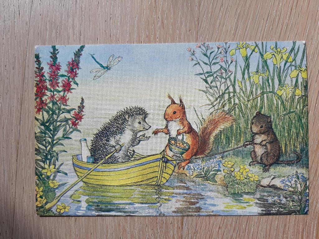 Illustrator Molly Bret, Egeltje in roeiboot, jaren 60? muis, Ophalen of Verzenden, 1960 tot 1980, Ongelopen, Overige thema's