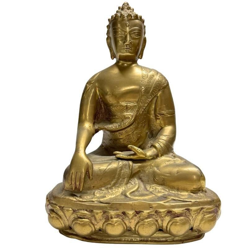 Vintage Bronzen Shakyamuni Boeddha - 24,5cm - Handgegraveerd