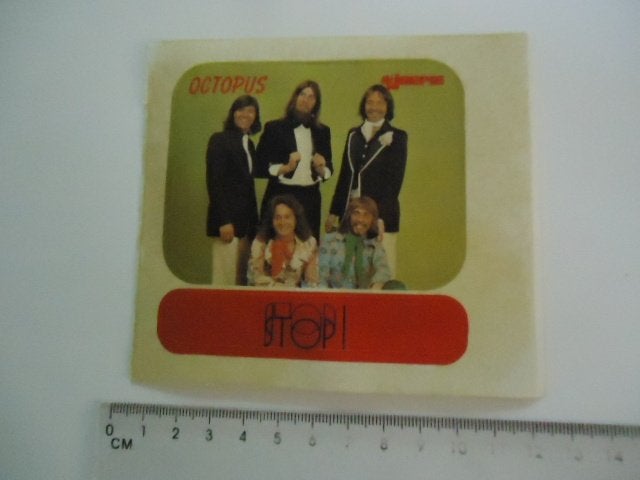 sticker oud OCTOPUS BAND jaren 70 joepie seventies retro, Verzenden, Zo goed als nieuw, Bedrijf of Vereniging