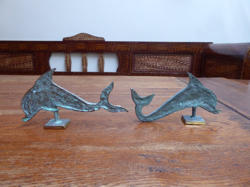 2 messing dolfijnen, Antiek en Kunst, Ophalen of Verzenden