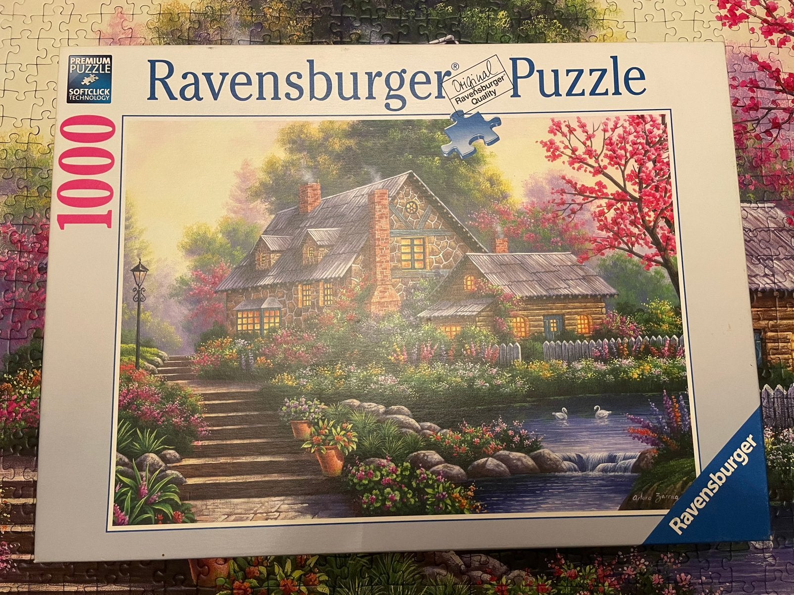 Legpuzel 1000 stukjes Ravensburger landhuisje cottage, Hobby en Vrije tijd, Ophalen of Verzenden, 500 t/m 1500 stukjes, Zo goed als nieuw