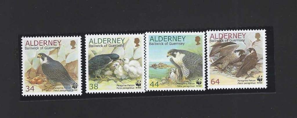 Alderney wwf wnf Slechtvalk Vogels bedreigde diersoorten, Ophalen of Verzenden, Postfris, Dier of Natuur