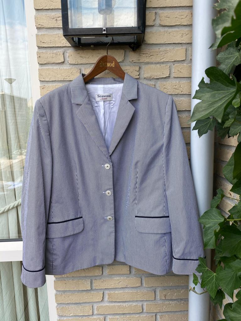 Seasons by Delmod gestreept jasje | blazer maritiem maat 48, Kleding | Dames, Blauw, Maat 46/48 (XL) of groter, Ophalen of Verzenden