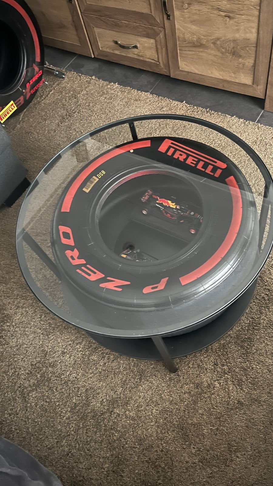 Unieke Salontafel F1 Band - Pirelli P Zero Design, 50 tot 100 cm, Verzenden, F1 Pirelli, Rond