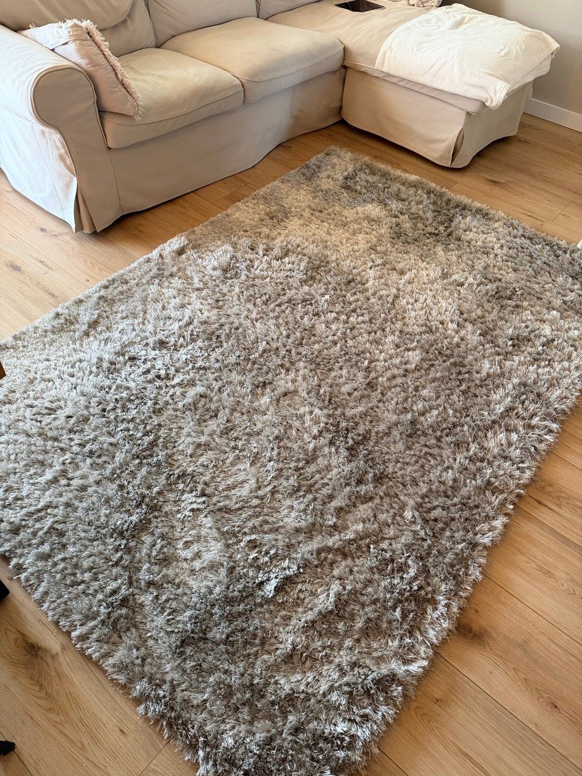 Aesento Pella Shaggy vloerkleed - Champagne 160x230, Ophalen, Beige, 150 tot 200 cm, 200 cm of meer