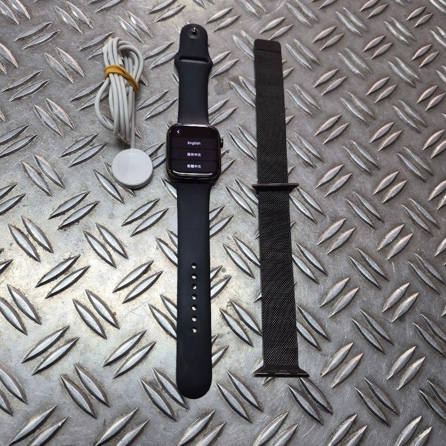 Apple Watch 7 Graphite 45mm GPS+ Cellular Accu 76% Garantie, Apple Watch ⌚️, Zwart, IOS, Ophalen of Verzenden