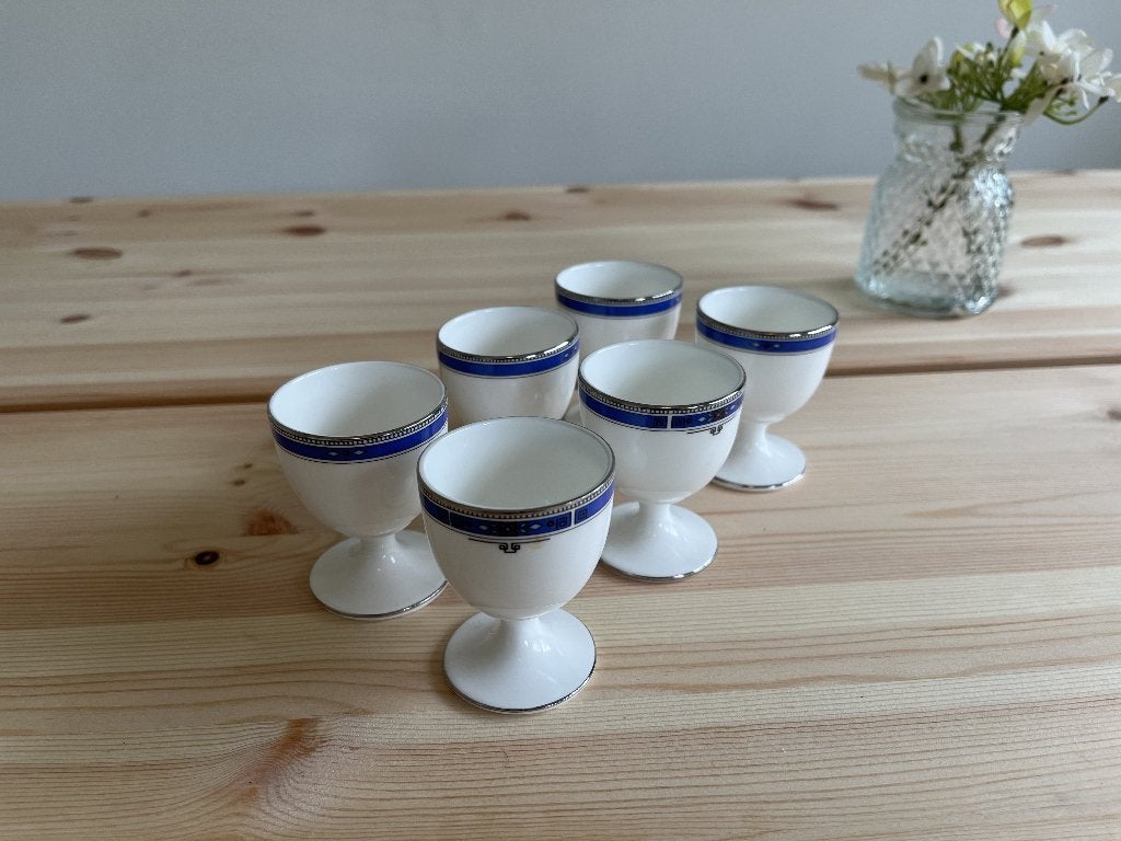Set van 6 Wedgwood eierdopjes – Kingsbridge Bone China, Klassiek, Overige typen, Ophalen of Verzenden, Zo goed als nieuw