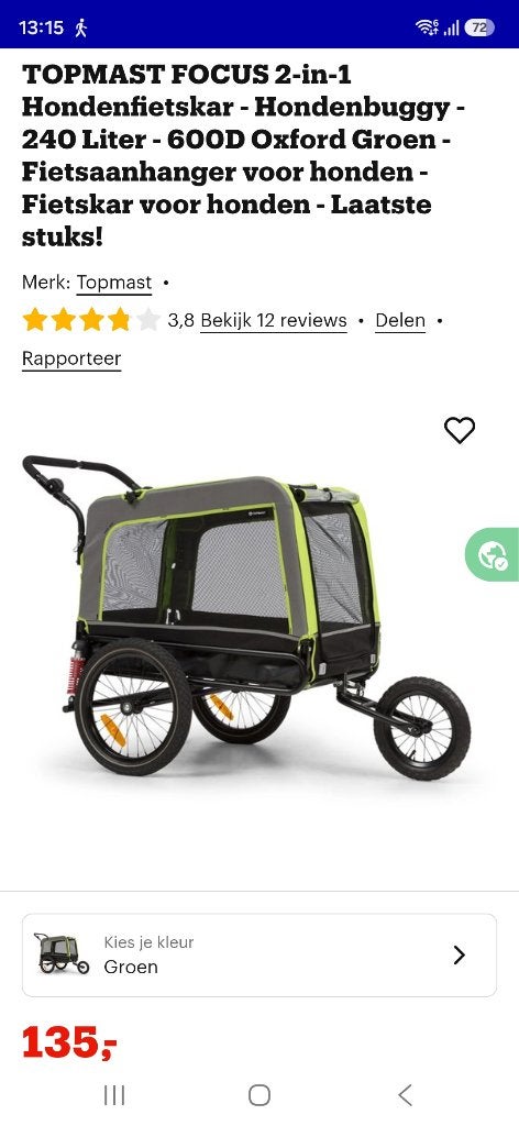 Fietskar hond, Ophalen, Zo goed als nieuw, Hondenkar, Opvouwbaar