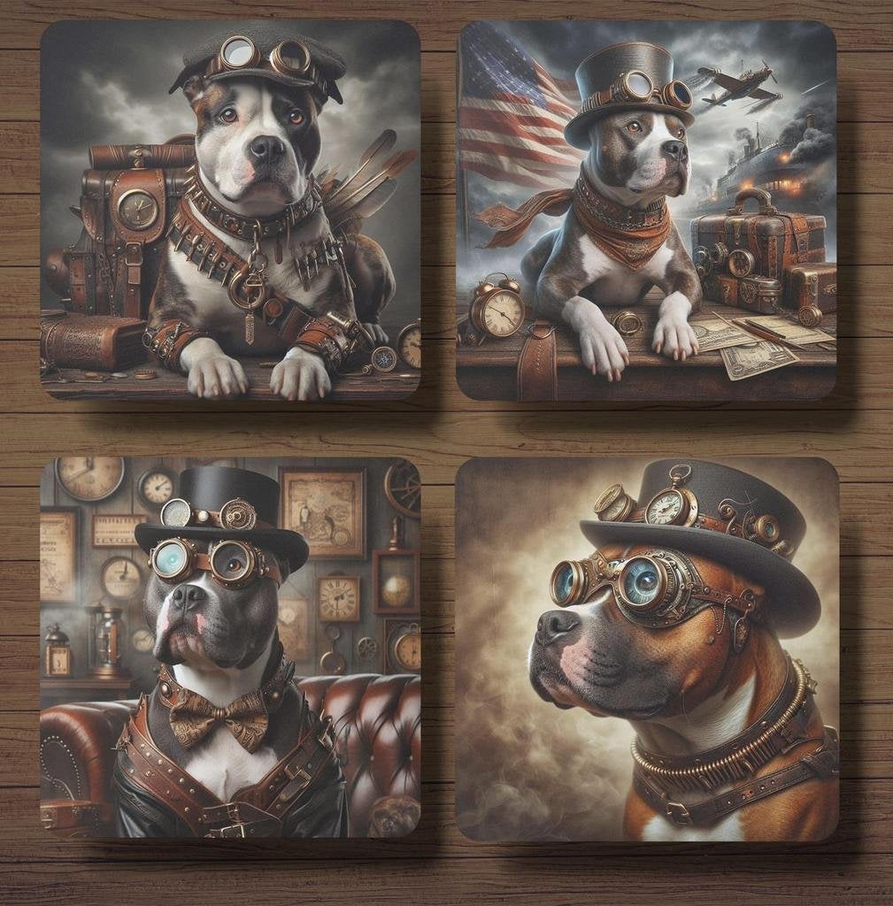 Amerikaanse Stafford Steampunk onderzetters met houder, Ophalen of Verzenden, Nieuw