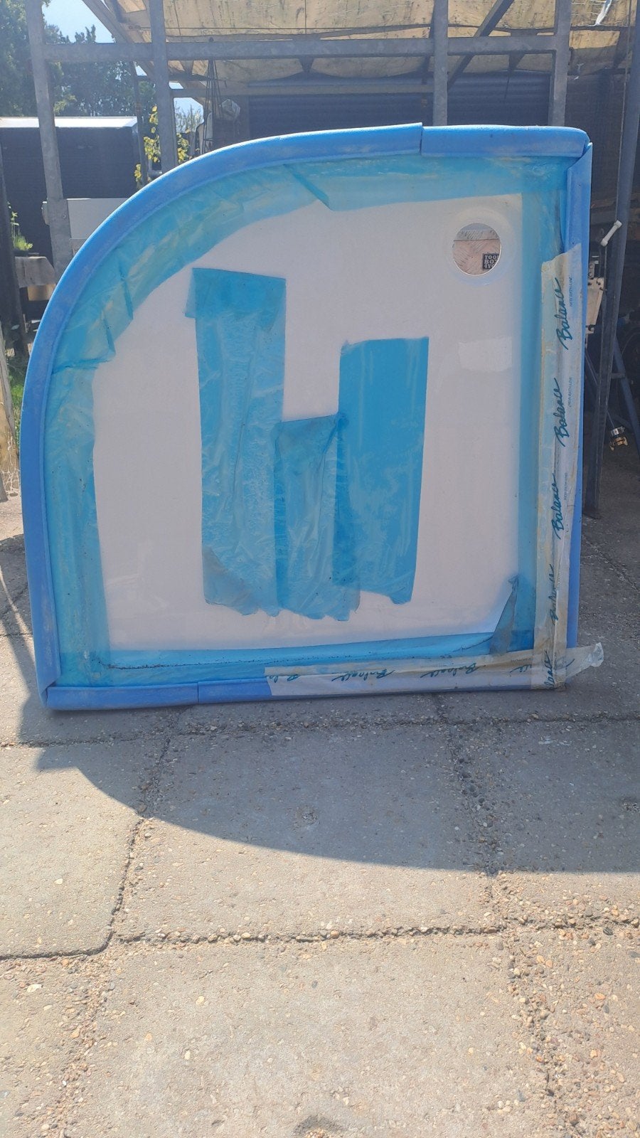 Kwartronde inbouw douchebak 100x100 cm van kunststeen, Ophalen