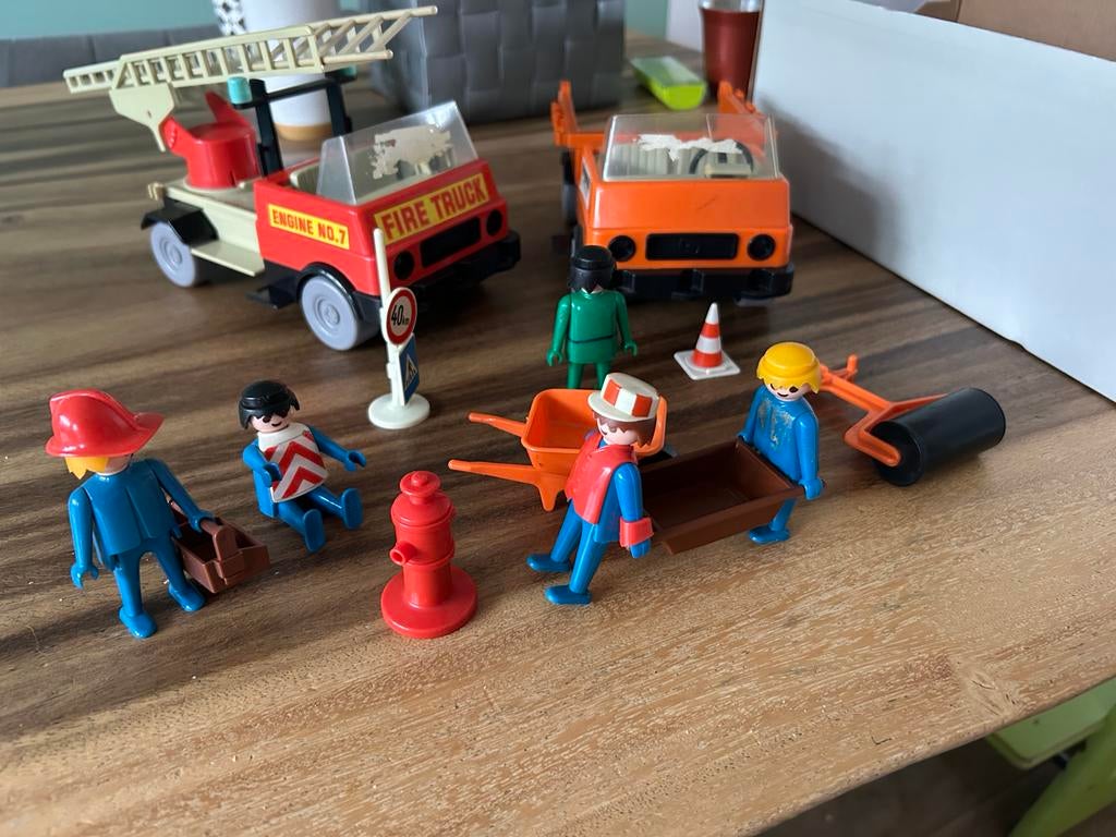 Vintage Playmobil jaren '70 - Brandweer & Bouwset, Ophalen of Verzenden, Gebruikt, Los playmobil