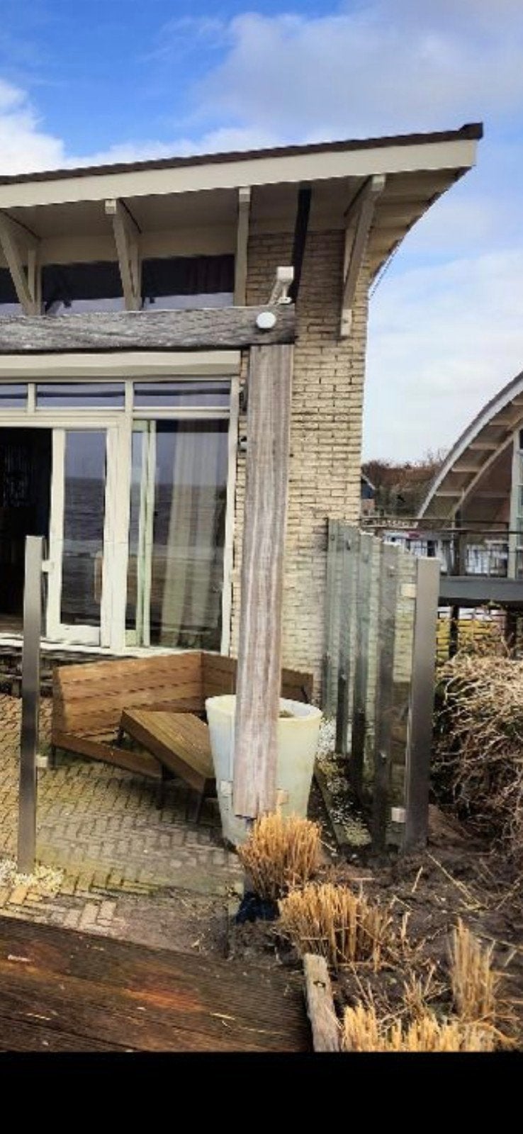 Glazen wand met complete bevestiging, Ophalen, Gebruikt, 80 tot 120 cm, 160 cm of meer