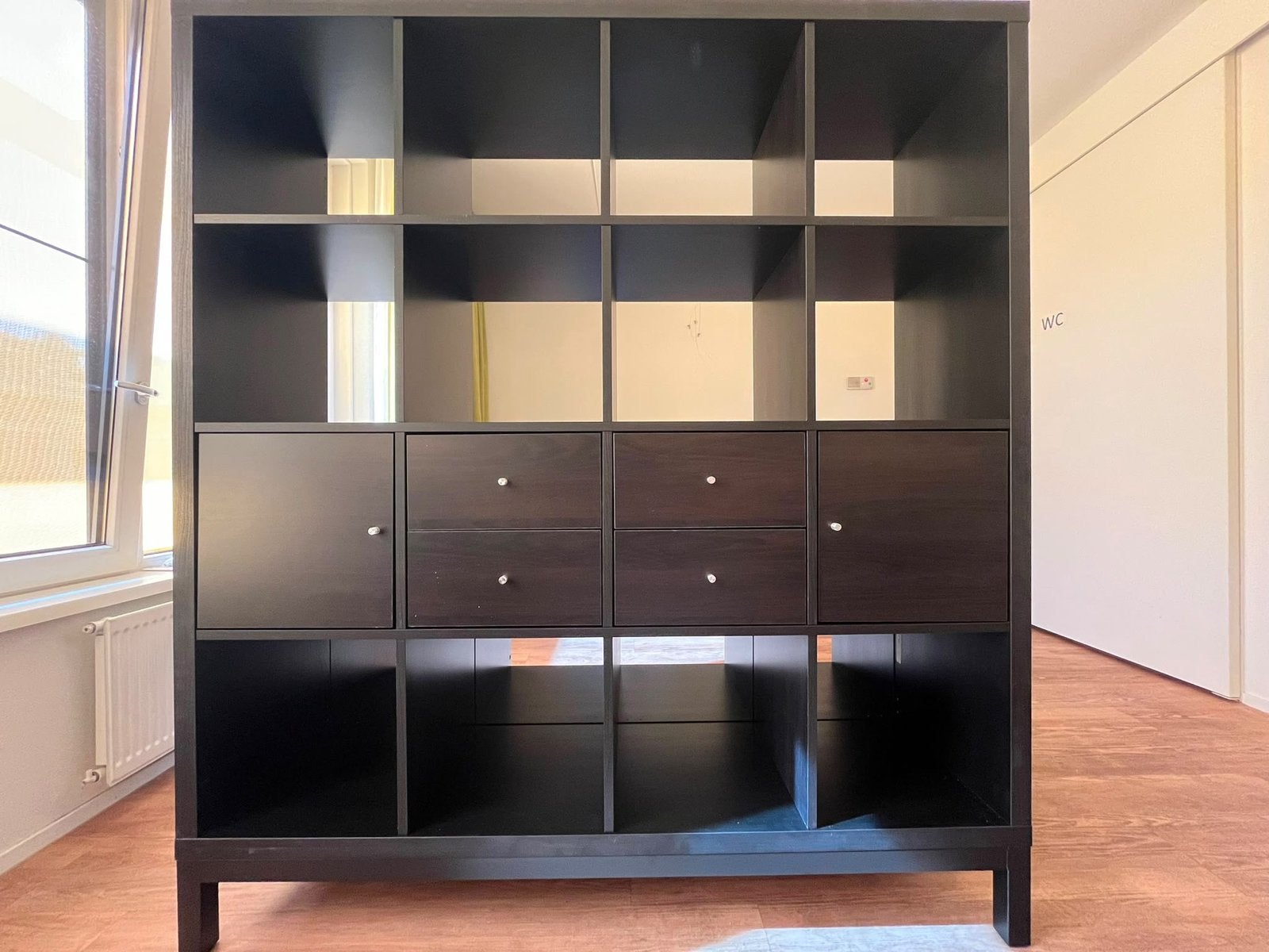 IKEA Kallax Kast met Lades en Deuren - Donkerbruin, Ophalen, Gebruikt, 150 tot 200 cm, Met lade(s)