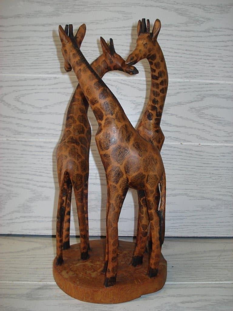 houtsnijwerk Giraffe   Massief Hout   31 cm hoog, Houtsnijwerk, Zoogdier, 20 - 50 cm, Hout