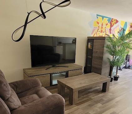 Salontafel met tv meubel, Ophalen, Gebruikt, 100 tot 150 cm, 50 tot 75 cm
