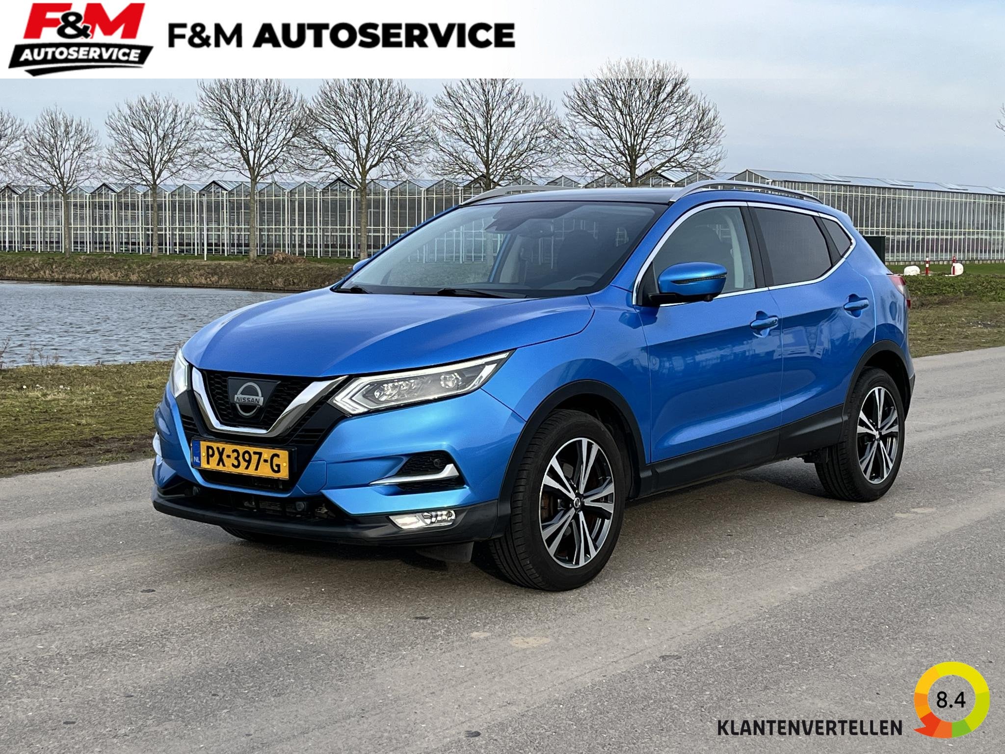 Nissan Qashqai 1.2 Tekna pano, 360 camera, Auto's, Stof, Gebruikt, 4 cilinders, Blauw