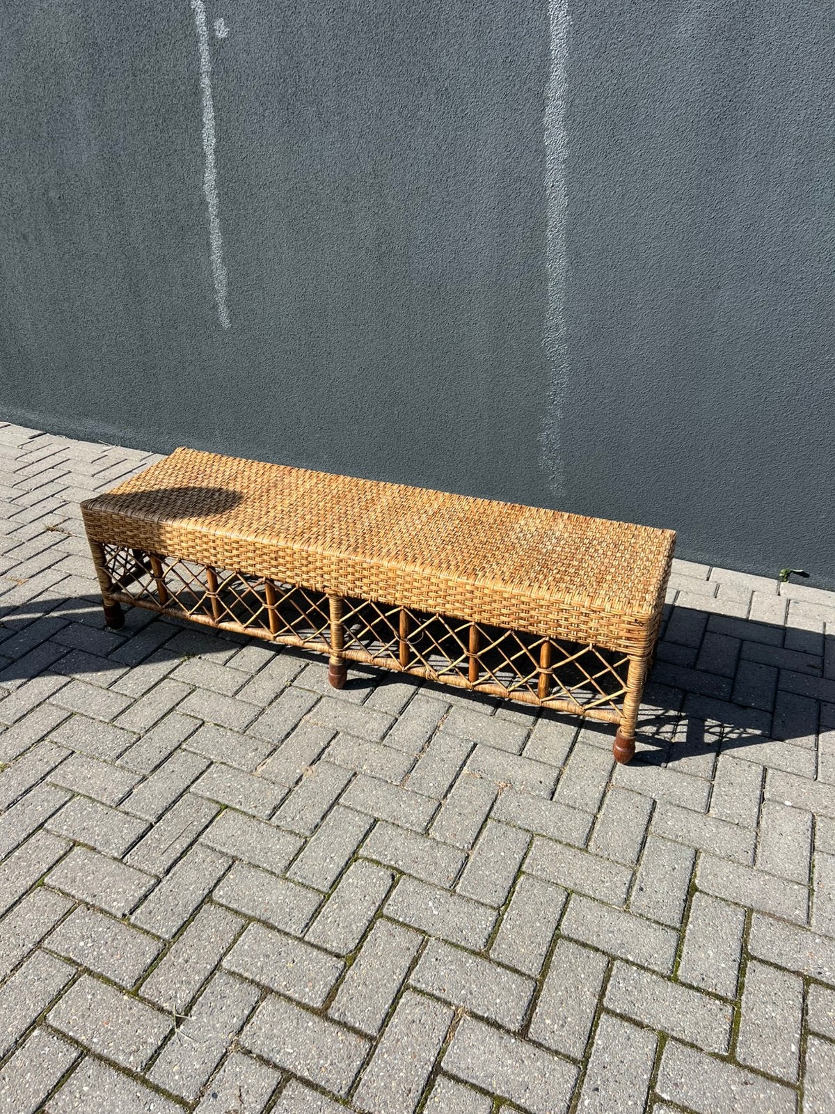 Luze koffietafel rotan, Ophalen, Overige materialen, Gebruikt, 100 tot 150 cm
