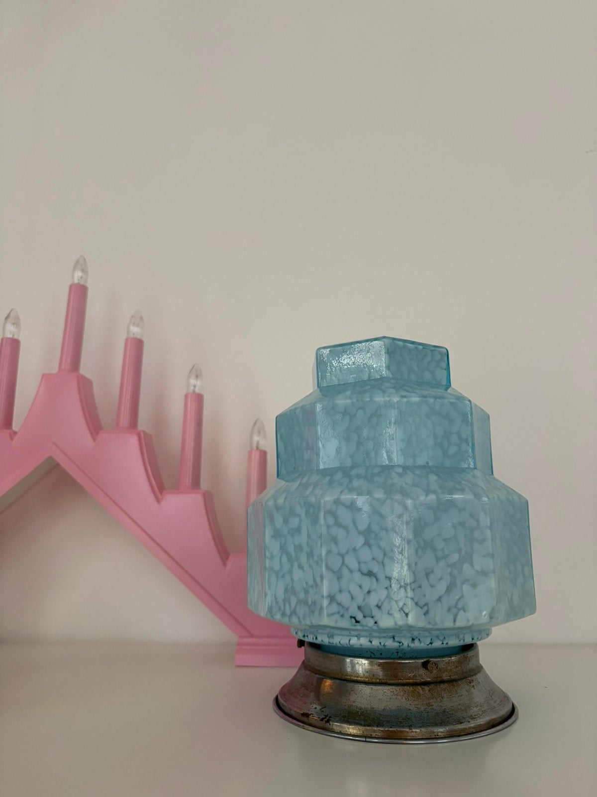Antieke plafondlamp, skyscraper, hallamp, plafonniere, Ophalen of Verzenden