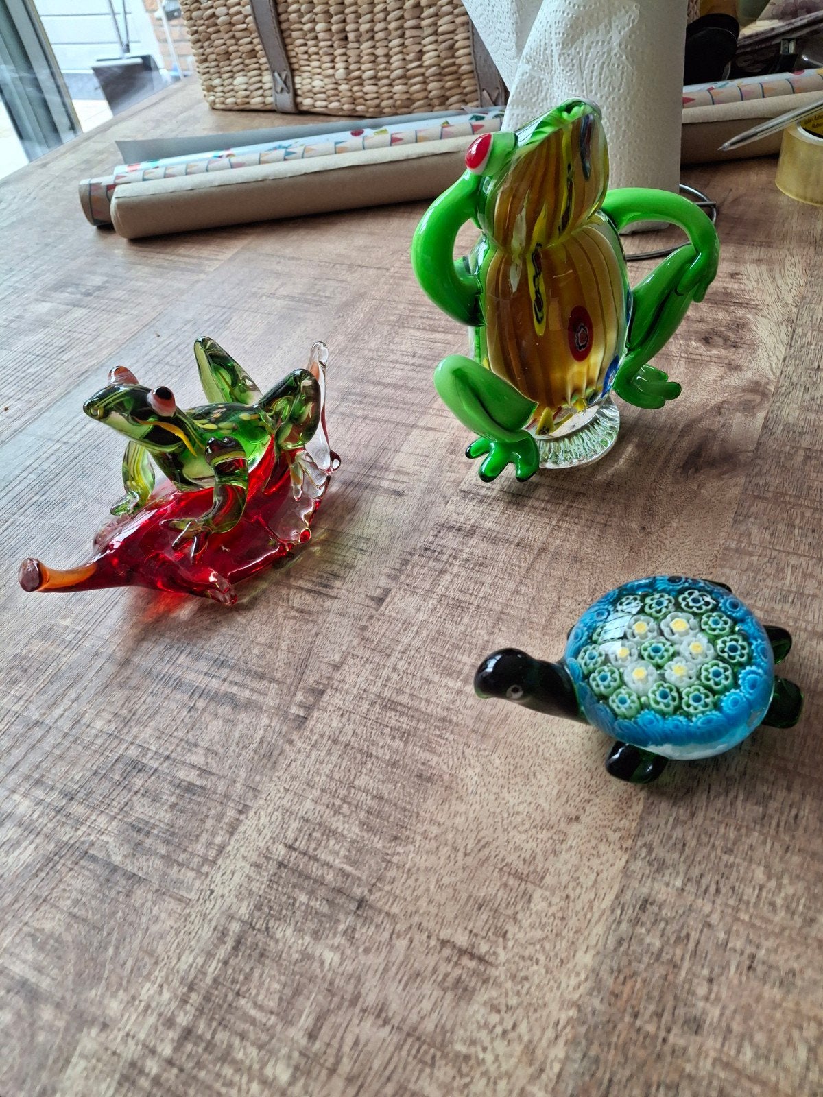 Mooie glazen kikkers en schildpad decoratie, Antiek en Kunst, Antiek | Glas en Kristal, Ophalen