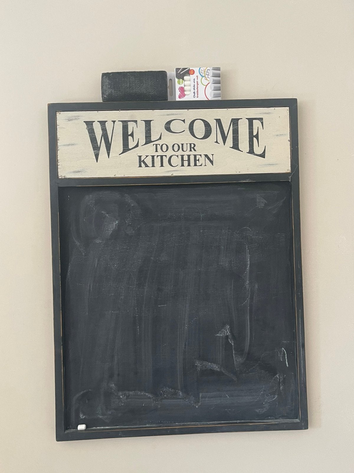 Krijtbord voor bijvoorbeeld de keuken, Huis en Inrichting, Woonaccessoires | Memoborden, Ophalen, Zo goed als nieuw