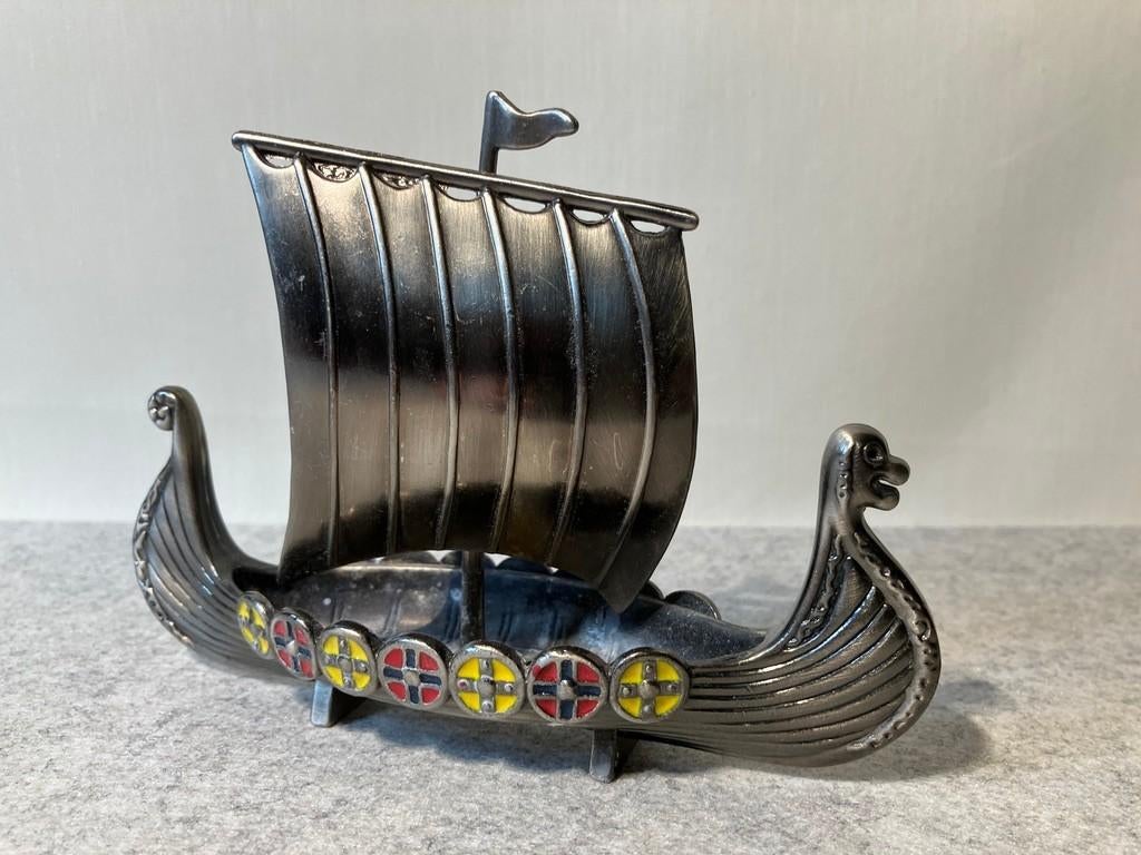 Decoratief tinnen Vikingschip ca. 1970-1980, Verzenden