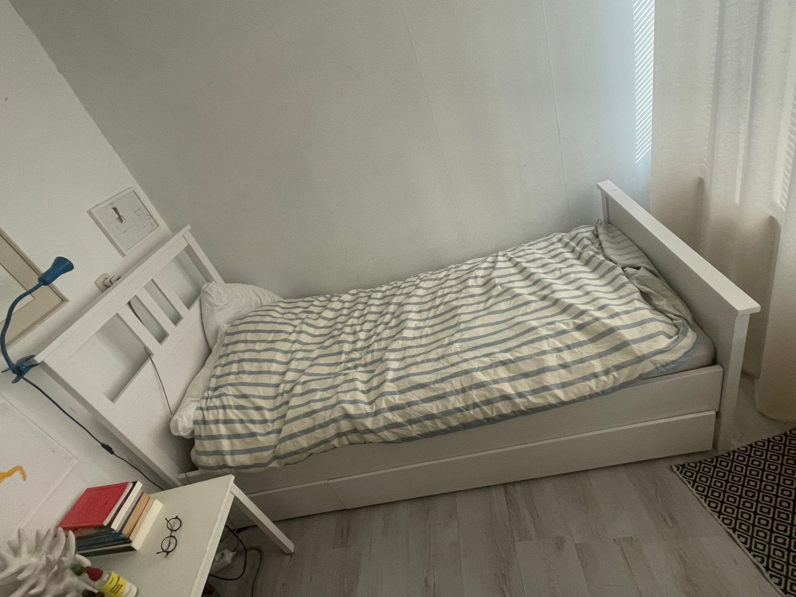 Bed Ikea eenpersoons, Huis en Inrichting, Ophalen, 90 cm, Eenpersoons, Wit
