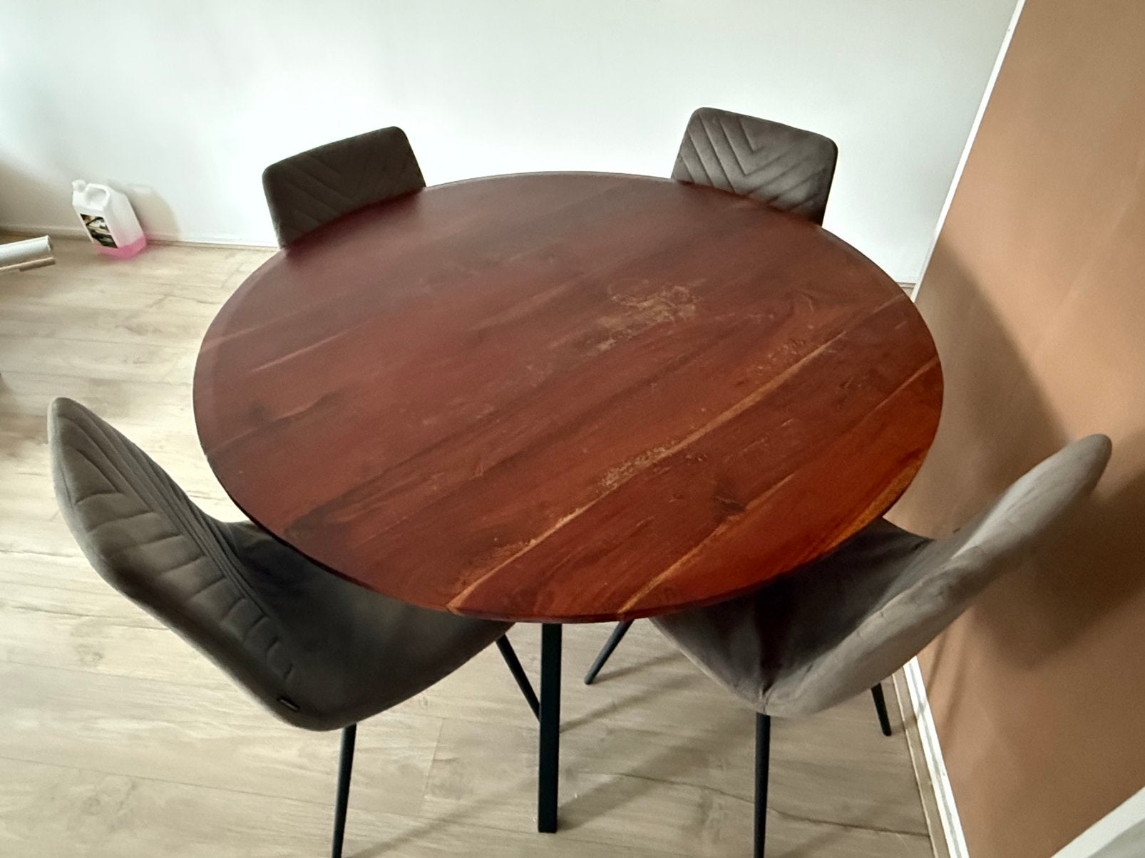 Eettafel incl 4 stoelen, Ophalen, Gebruikt, 100 tot 150 cm, Rond