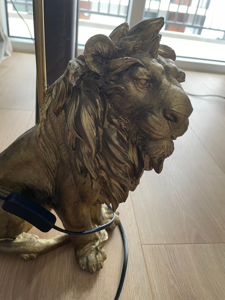 Gouden Leeuwen Lamp, Ophalen, Gebruikt, Kunststof, 50 tot 75 cm