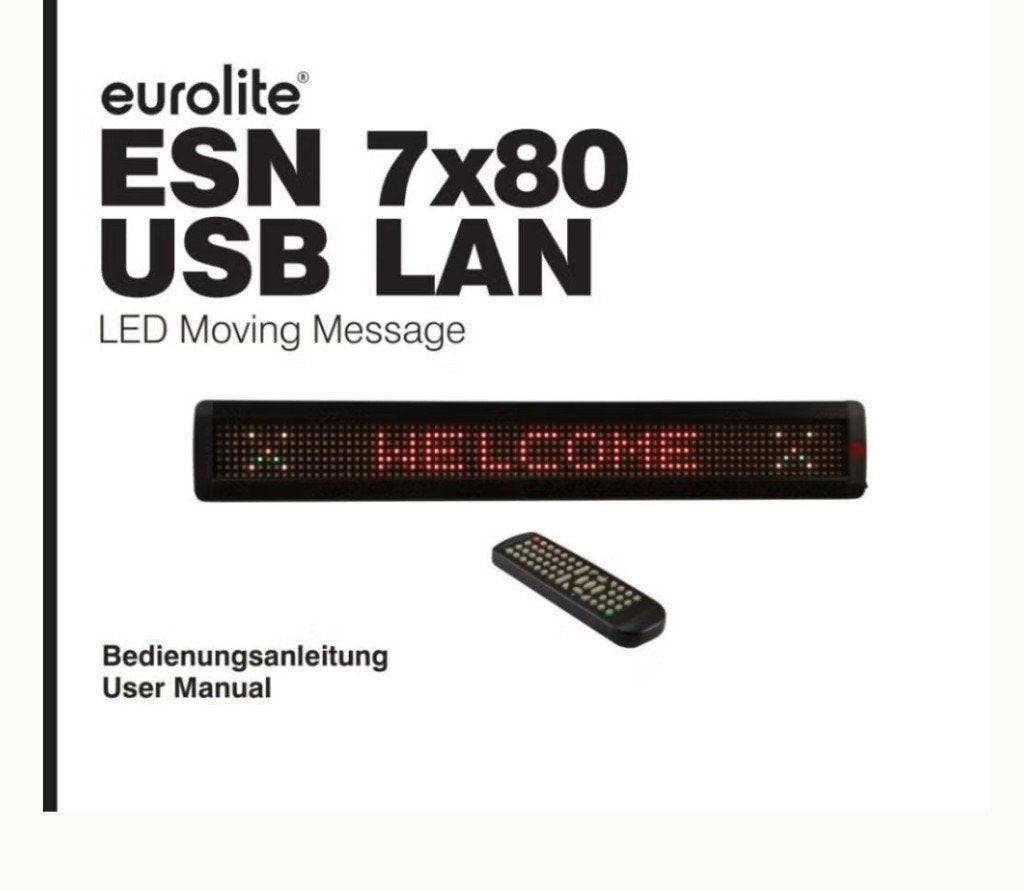 Lichtkrant Eurolite ESN 7x80 USB LAN LED moving message, Ophalen of Verzenden, Zo goed als nieuw, Licht, Kleur