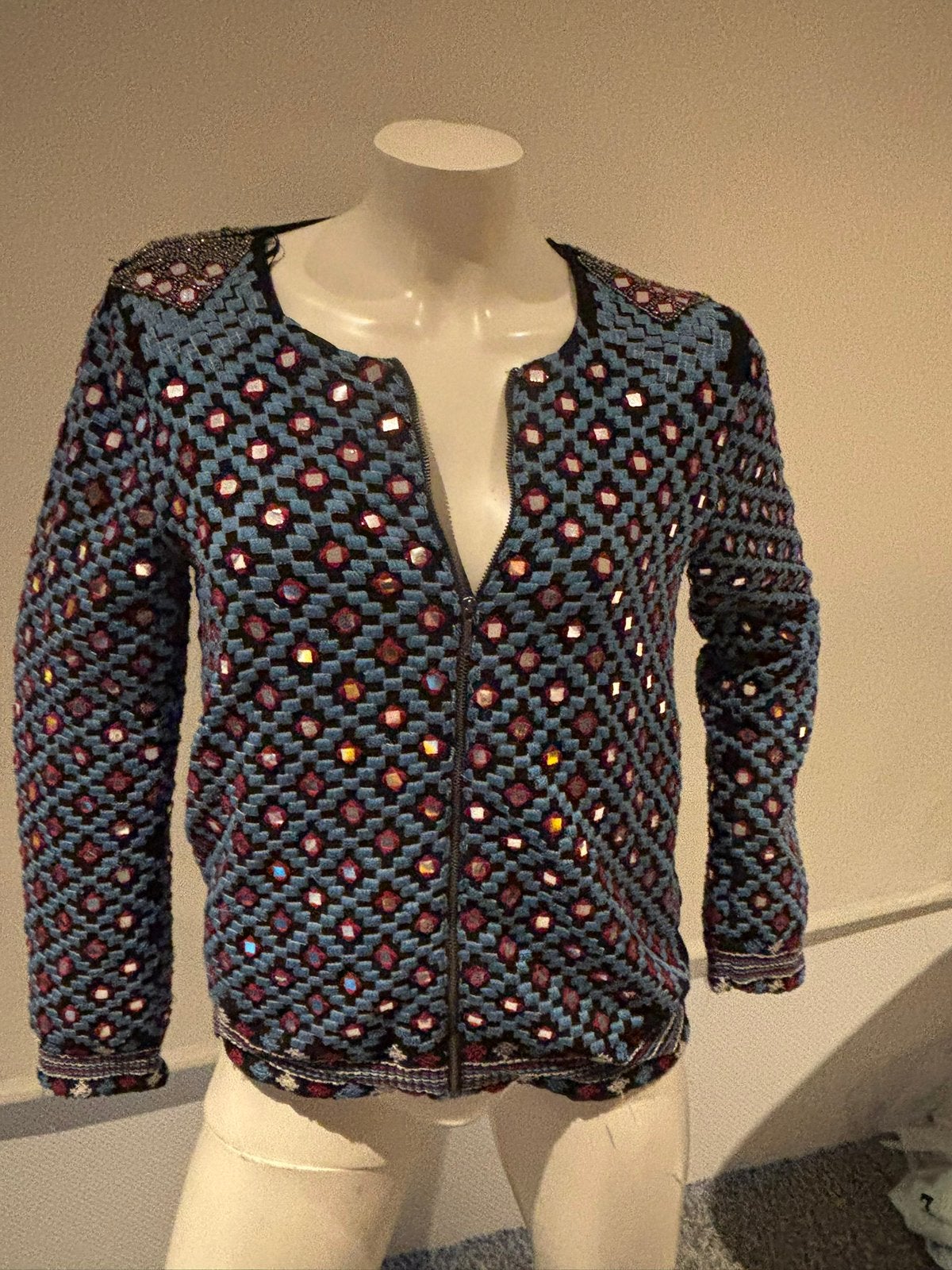 Zara blouse met spiegeltjes maat m, Ophalen of Verzenden, Zo goed als nieuw, Maat 38/40 (M), Blauw