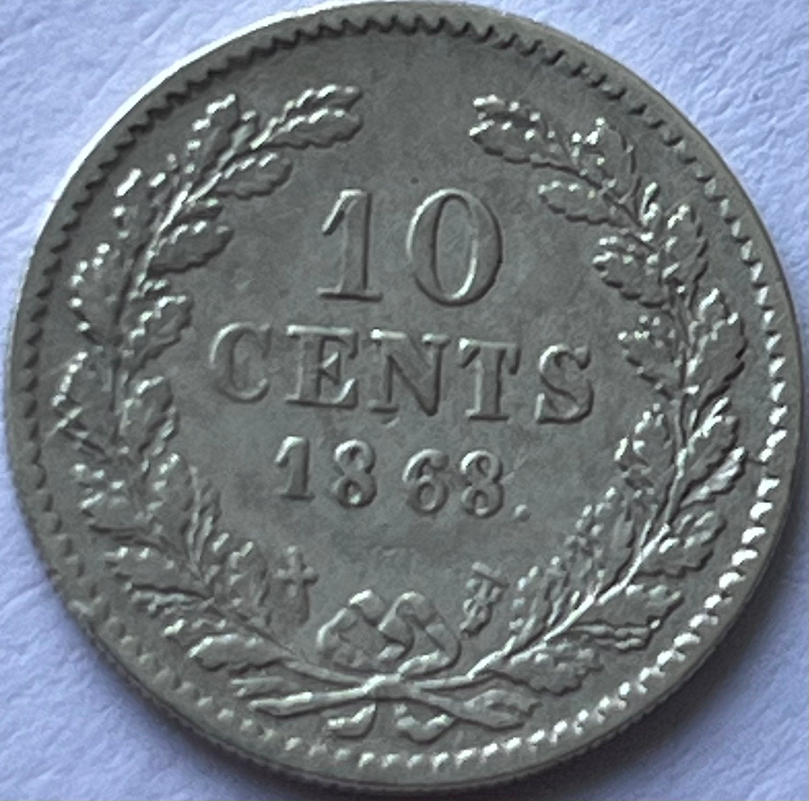 Zeldzaam dubbeltje 1868, Postzegels en Munten, Munten | Nederland, Koning Willem III, Zilver, Ophalen of Verzenden, 10 cent