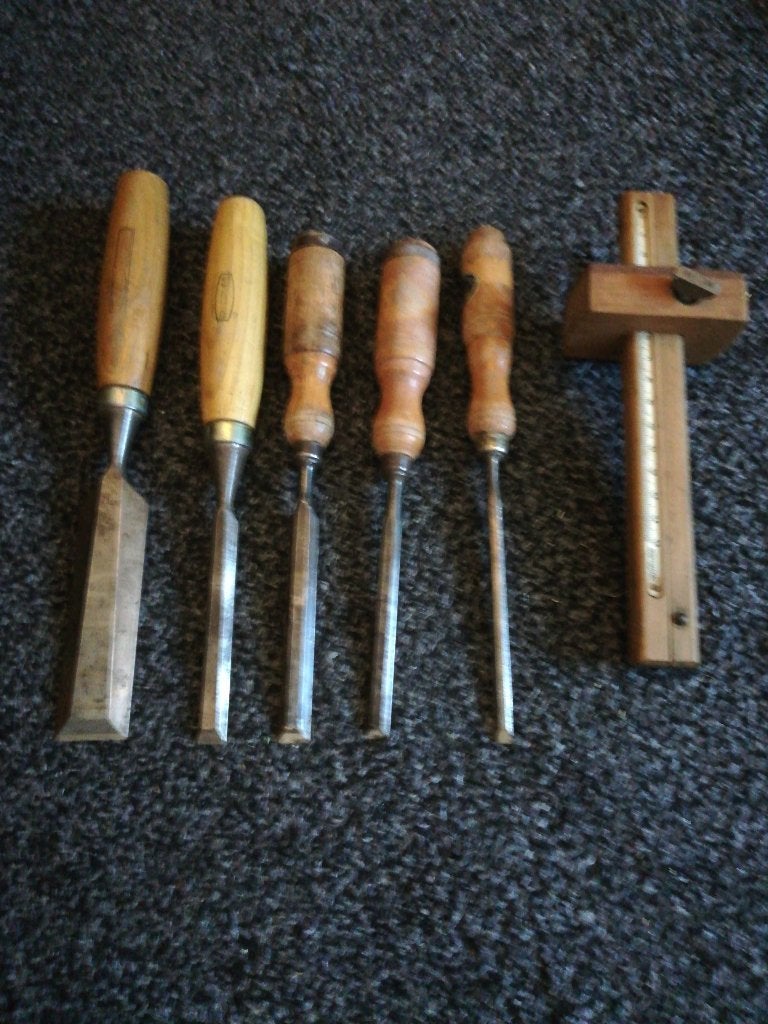 Kruishout en Set Beitels Marples en Nooitgedagt, Ophalen of Verzenden, Zo goed als nieuw, Beitel, Nooitgedacht
