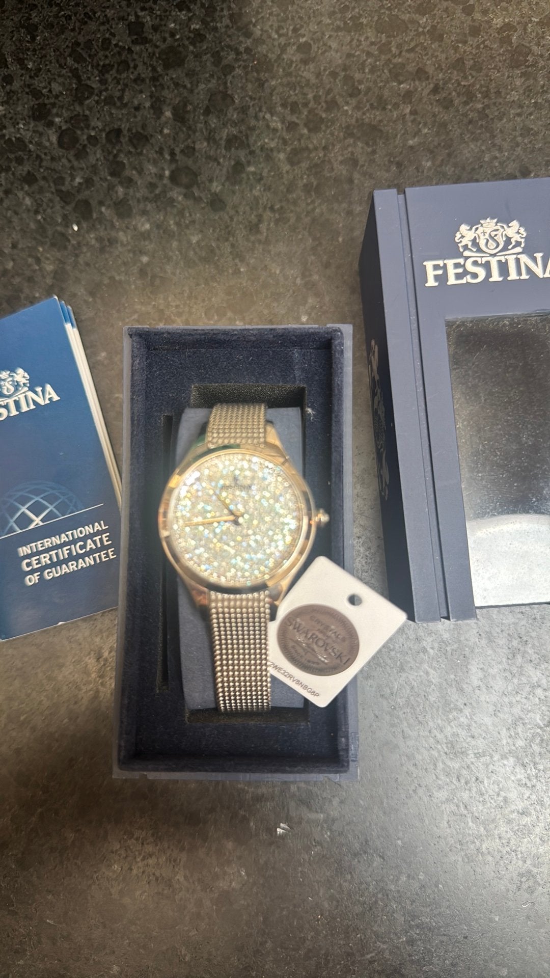 Festina Swarovski horloge, Overige merken, Staal, Polshorloge, Ophalen of Verzenden