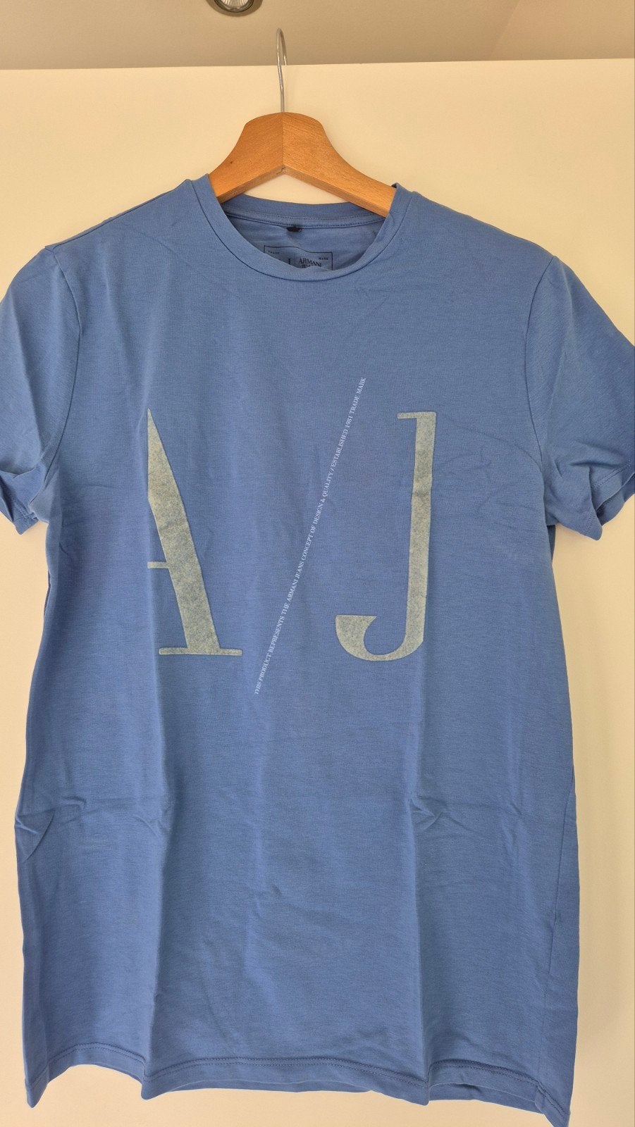 ZGAN! ARMANI JEANS T-SHIRT BLAUW MT M, Armani jeans, Ophalen of Verzenden, Zo goed als nieuw, Maat 48/50 (M)