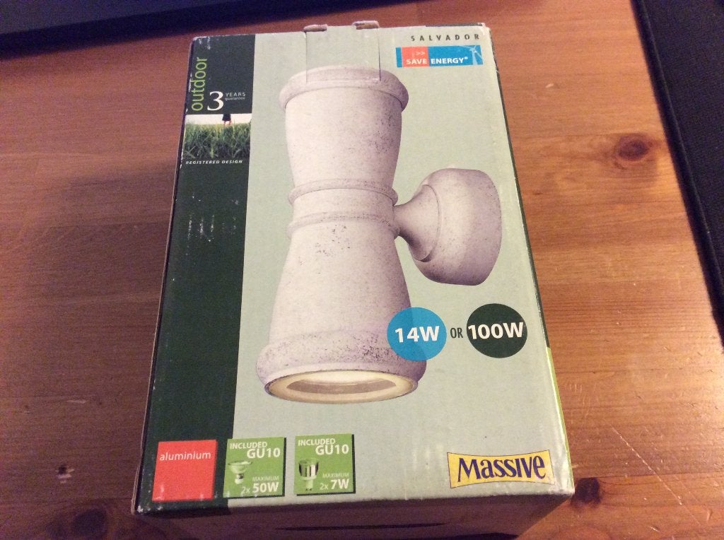 Wandlamp "Massive Salvador" + 2 halogeenlampen GU10 50W/7 W, Ophalen of Verzenden, Nieuw, Metaal