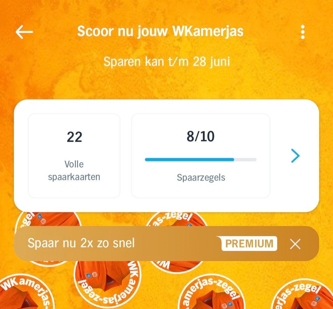 Ah zegels 22 volle kaarten WKKamer jas, Ophalen, Winkel, Super of Benzinepomp, Volle spaarkaart