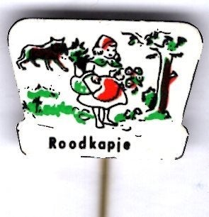 Roodkapje blik sprookjes speldje ( W_203), Verzenden, Zo goed als nieuw, Figuurtje, Speldje of Pin