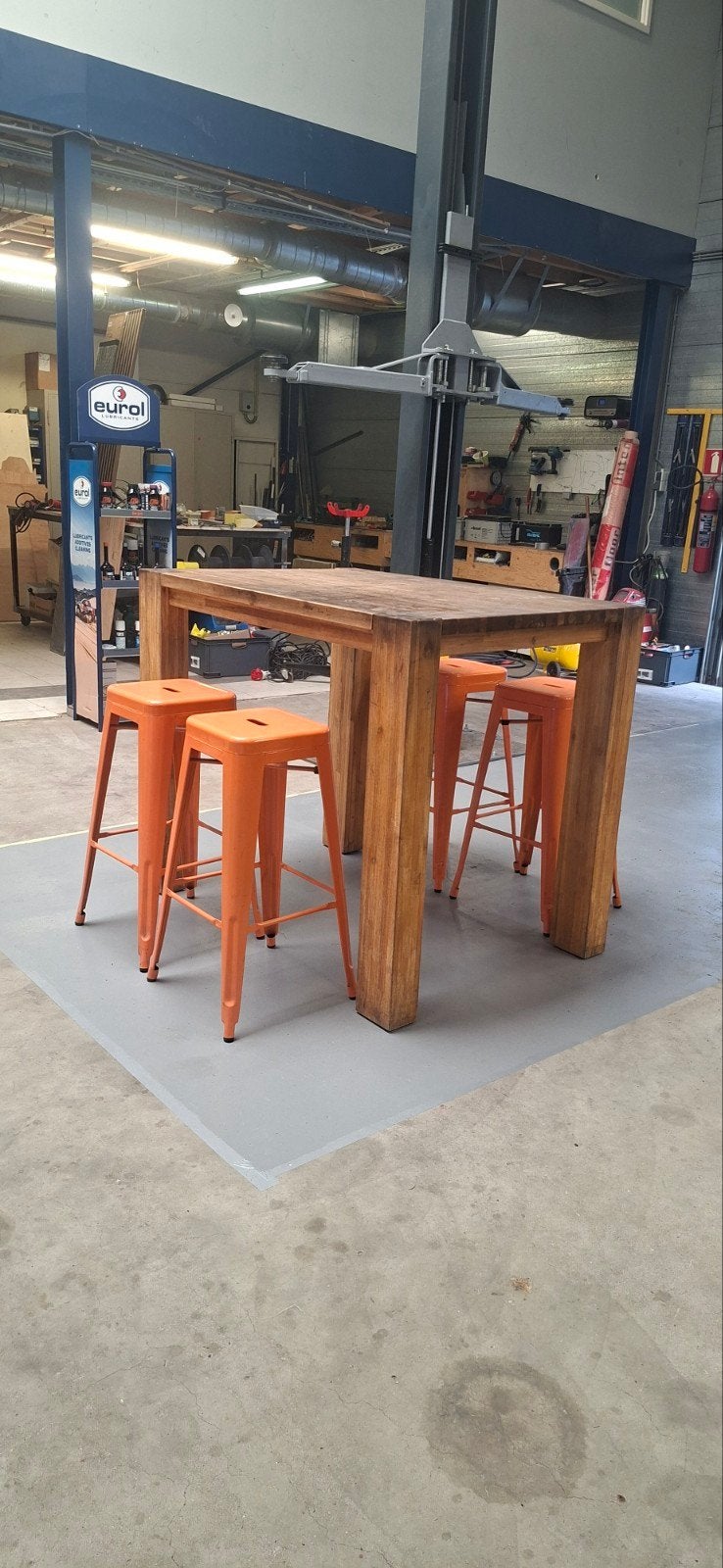 Stoere biertafel / hangtafel met 4 krukken (L130xB90xH108cm), Ophalen