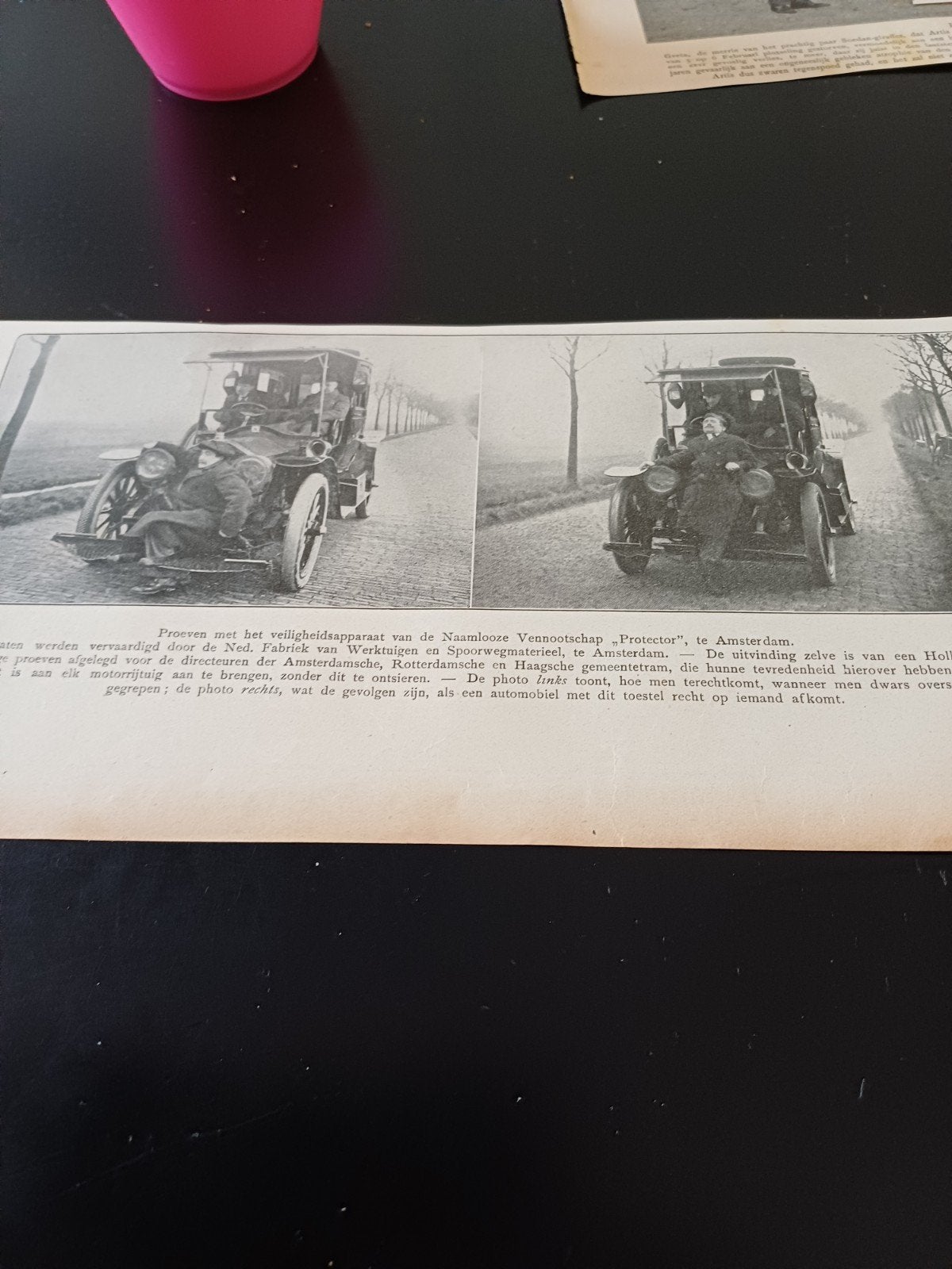 knipsel veiligheidsapparaat voor tram 1912, Verzamelen, Ophalen of Verzenden, Gebruikt, Tram, Kaart of Prent