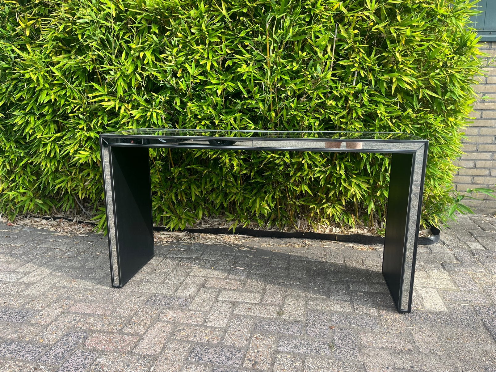 Spiegeltafel/ gangtafel/ gespiegelde wandtafel, Ophalen, 100 tot 150 cm, Zo goed als nieuw, 25 tot 50 cm