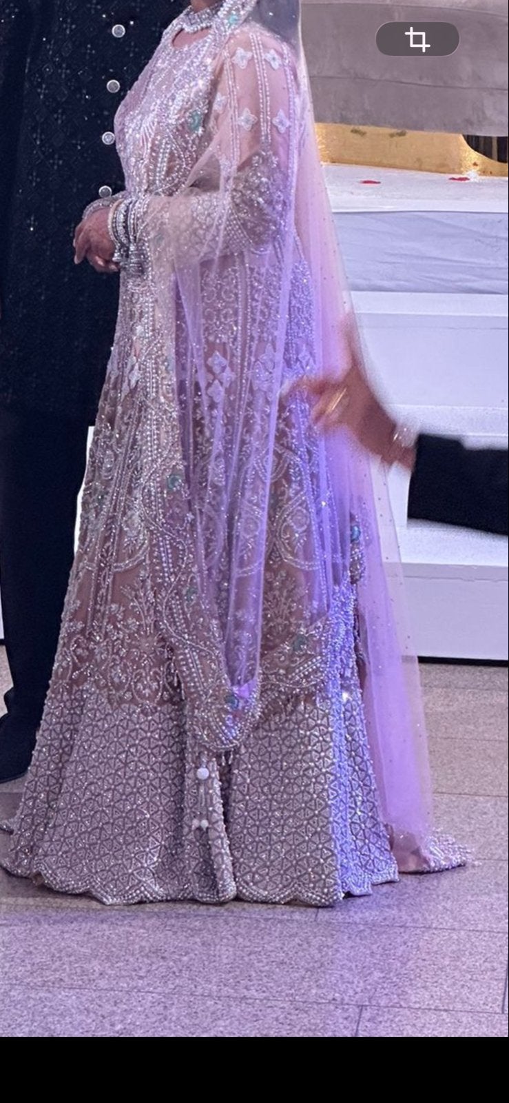 Indiase pakistaanse bruidsjurk Lehenga met gedetailleerd bor, Ophalen, Zo goed als nieuw, Meerkleurig, Trouwjurk